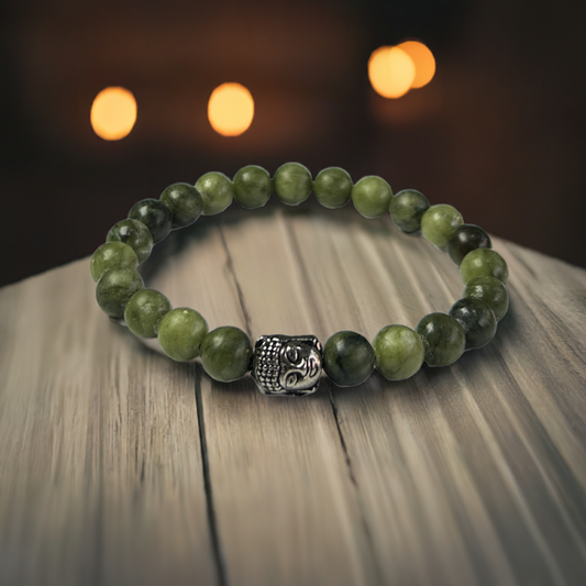 Natural Green Jade Bracelet with Buddha