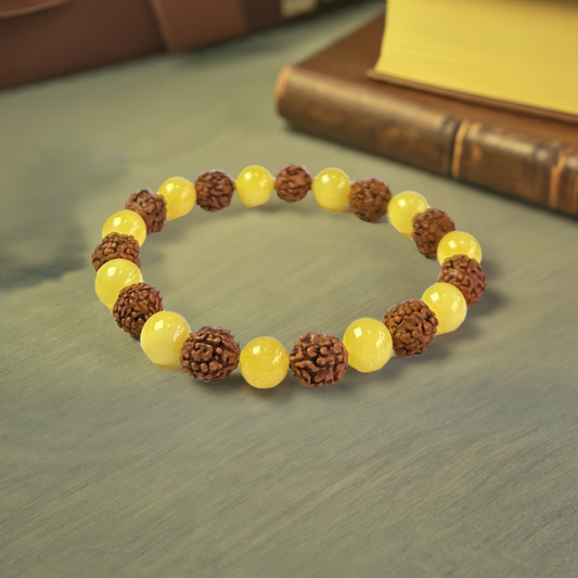 5 Mukhi Rudraksha Yellow Aventurine Bracelet